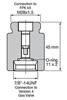 Dimensional Image for Type FPK for use with Gas Valve Version 1 (M28 x 1.5) for SBO and SK