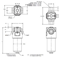 Dimensional Image for In-Line Industrial Filter - LF Series (1500 PSI)